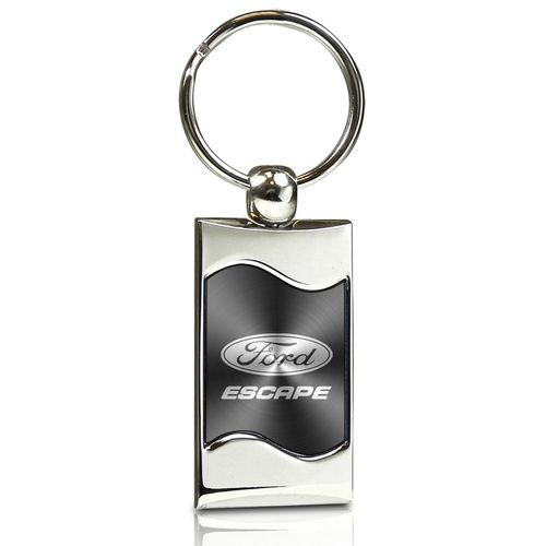 Au-TOMOTIVE GOLD Rectangular Wave Key Ring for Ford Escape (Black)