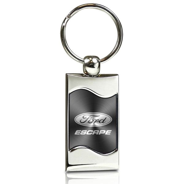 Au-TOMOTIVE GOLD Rectangular Wave Key Ring for Ford Escape (Black)