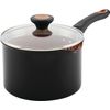 Glide Nonstick Sauce Pan/Saucepan with Straining and Lid, 3 Quart, (Black)