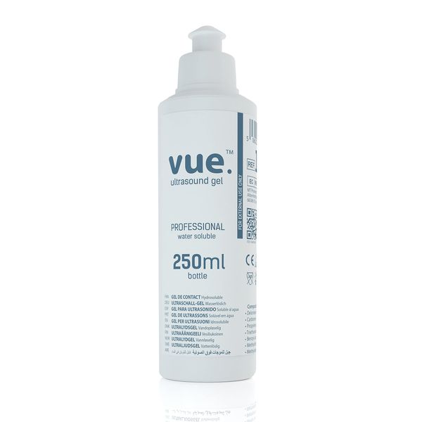 Vue Ultrasound Gel - 250ml / 1L / 5L Bottle of Clear Conductive High Viscosity Transmission Gel for Ultrasound and Doppler Machines and Monitors (250ml - Pack of 1)