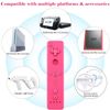 OSTENT Motion Sensor Remote Controller + Wired Nunchuck Combo Compatible for Nintendo Wii Console Color Pink