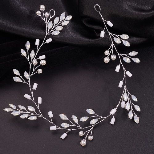 Teyglen Simple Bride Wedding Crystal Pearl Headband Hair Vine Handmade Bridal Rhinestone Headband Wedding Hair Accessories for Brides Hair Pieces Headpieces for Women Bride Girls