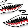 Flying Tiger Decal Shark Teeth Decal Set (3" inches - 3 Pair)