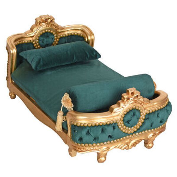 Dog Bed Baroque Dog Cushion Dog Sofa Velvet Cat Bed Pet Bed Dog Basket Wood