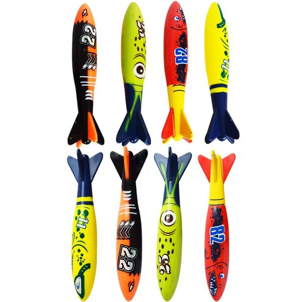 Carykon 8 Pcs Dive Toy Underwater Swimming Pool Toy Gliding Shark Throwing Torpedo（Rocket