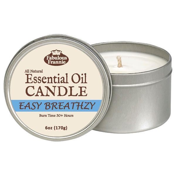 Fabulous Frannie Easy Breathzy All-Natural Soy Candles Cotton Wick High Pure Essential Oil Scent 40 Hours Burn Time Gift for Women & Men 6 Ounce (Pack of 1)