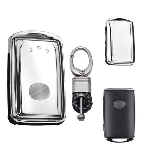 Xotic Tech Key Fob Cover with Keychain Soft TPU 360 Degree Full Protection Key Case Key Shell Compatible with 3 6 CX-5 CX-9 CX-30 CX-50 WAZSKE11D01 662F-SKE11D01 (Silver)