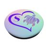 Purple Monogram Letter S Initial Turtle Heart PopSockets Adhesive PopGrip