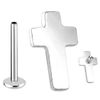 Ear Piercing Labret Stud 1.2 mm with Internal Thread and Cross Attachment, Titanium