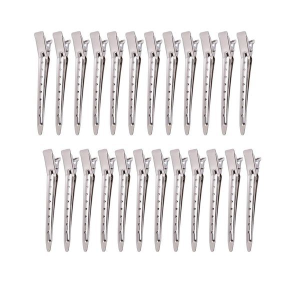 OXDOHUE 24 Stück Haarclips Entebill Haarspange Friseurbedarf Stahl Haarclips Combi-Clip Haarklammern Abteilklammern Alligator Metall Curl Clips - Weiß