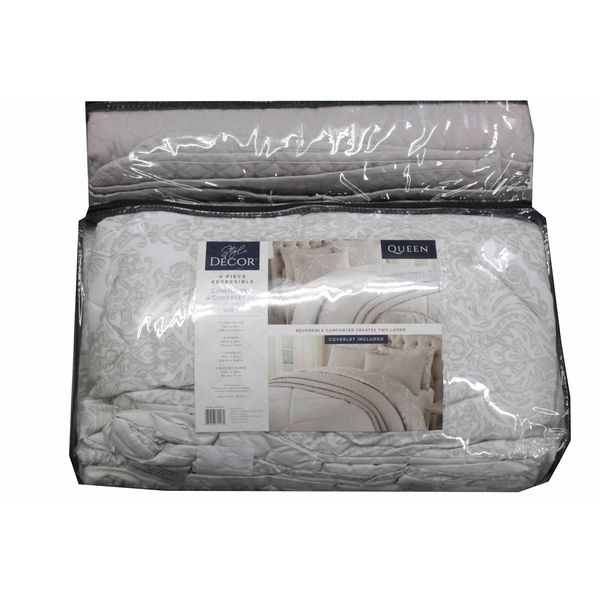 Style Décor 6 Piece Reversible Comforter & Coverlet Set Queen Size