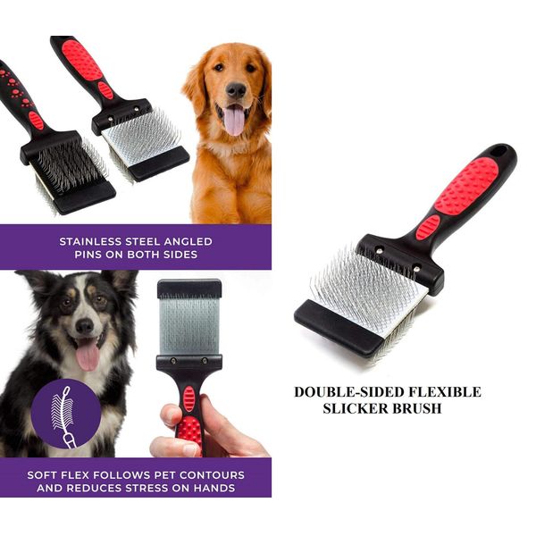 Pet EXTRA-FIRM Single-Wide DOUBLE-SIDED FLEXIBLE SLICKER BRUSH Dog Mat Breaker