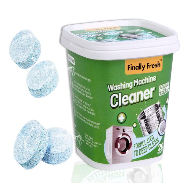 Finally Fresh Washing Machine Cleaner for Front / Top loaders, 20 Packs Washer Cleaner for Sensitive Skin, Suitable for All HE Washing Machines Include