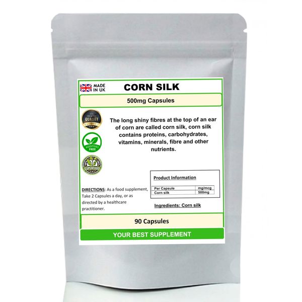 Corn Silk Capsules 500mg- Pure (no additive) High Strength (90)