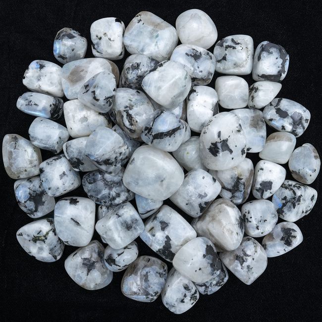 ZAICUS 1lb Rainbow Moonstone Tumbled Stones | Polished Crystals Healing | Natural Stones | Feng Shui | Chakra Balancing | Good Luck | Reiki Gift | Home Decor | Size 20-25 mm