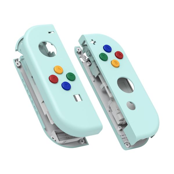 eXtremeRate DIY Replacement Shell Buttons for Nintendo Switch & Switch OLED, Light Cyan Custom Housing Case with Corlorful Button for Joycon Handheld Controller [Only the Shell, NOT the Joycon]