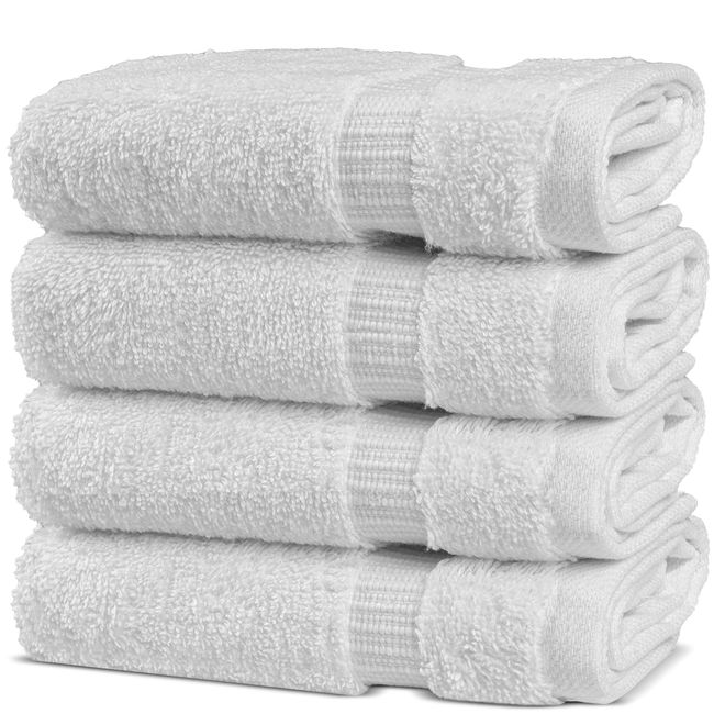Chakir Turkish Linens | Hotel & Spa Quality 100% Cotton Premium Turkish Towels | Soft & Absorbent (4-Piece Washcloths, White)