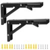 Ruidee 2Pcs Folding Shelf Brackets 250mm Metal Support Bracket Wall Mounted Folding Table Hinge for Kitchen Bedroom Work Bench (ZD/Black/10in)