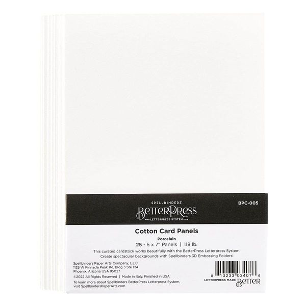 Spellbinders BetterPress Cotton Card Panels A7 Porcelain, White, ONE