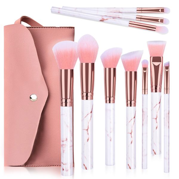 Lithyc 11 Stück Make up Pinsel Set - Brush Kit Makeup Foundation Brush - Makeup Brush Set,Eyeshadow Brush Set Makeup Brush Face and Eye Cosmetic Brush with PU Leather Bag