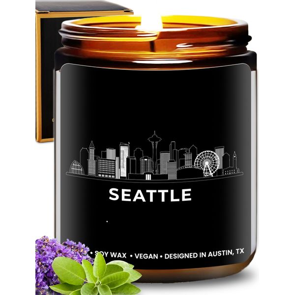 Seattle Candle, Seattle Souvenirs and Gifts for Women and Men, Seattle Themed New Home Gifts Ideas, Unique Gifts from Seattle City, Seattle Gift Ideas for Birthday, Christmas, Moving Away, Gift-Ready