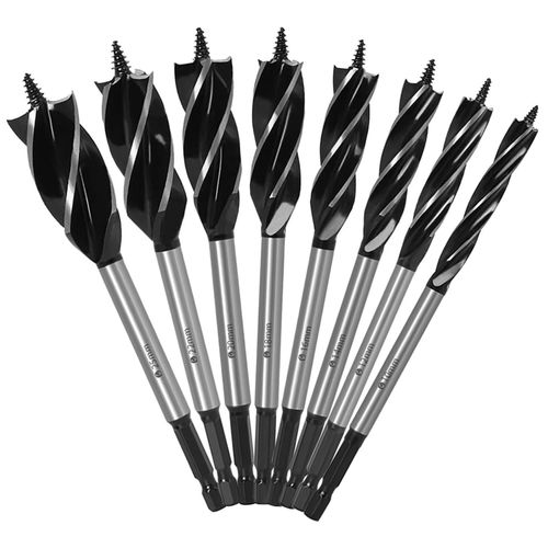 YUENTOEN Wood Drill Bit 0.25 inch (6.35 mm) Hex Shaft Drill Size 0.4 inch (10 mm), 0.55 inch (12 mm), 0.6 inch (14 mm), 0.6 inch (16 mm), 0.7 inch (18 mm), 0.8 inch (20 mm), 0.9 inch (22 mm), 1.0 inch