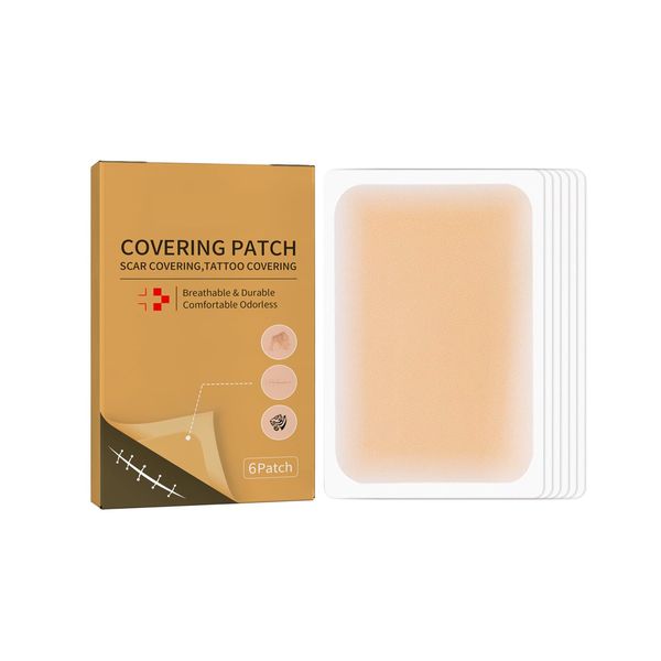 Tattoo Cover Up,Scar Cover Stickers Tape,Waterproof Ultra Thin Patch Pads Concealer Body Leg Bruise Stretch Scar Dark Spots Vitiligo Skin Makeup,Long Lasting Invisible Tattoo Flaw Conceal Patch - 6PCS