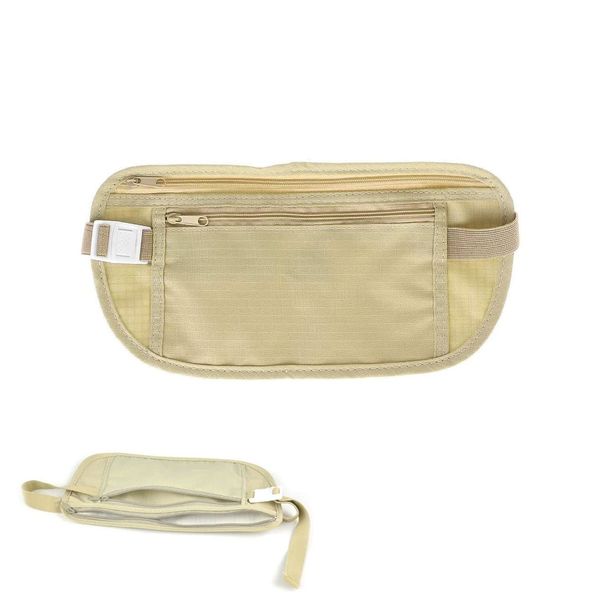 Norhogo Travel Money Belt Hidden Wallet Passport Money Waist Bag with Adjustable Elastic Strap for Security Pouch Passport Cash Money Waist Bag Money Hip Pouch Convenient and Practical(Khaki,26*13cm)