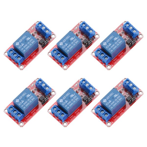 sourcing map 6 Pcs DC 12V 1 Channel Relay Module High or Low Level Trigger for Electronics Industrial Home Automation