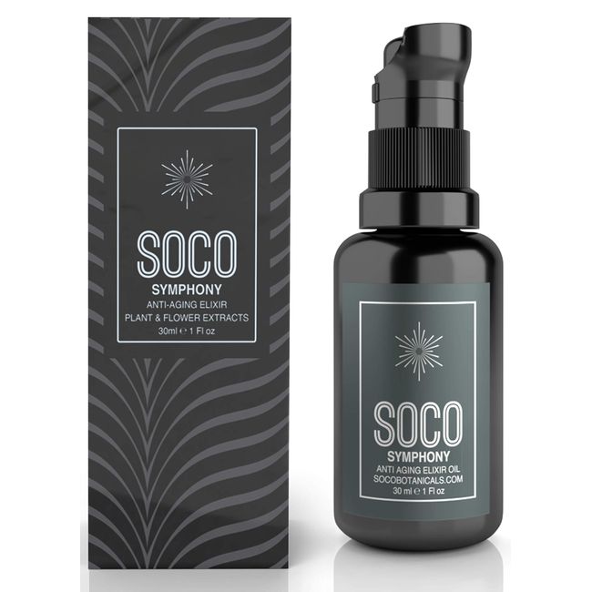 SOCO Botanicals Face Oil Serum - Anti Aging Organic Elixir for Face and Eyes with Sea Buckthorn, Argan, Rosehip & CoQ10, Neroli & Immortelle Essential Oil Blend