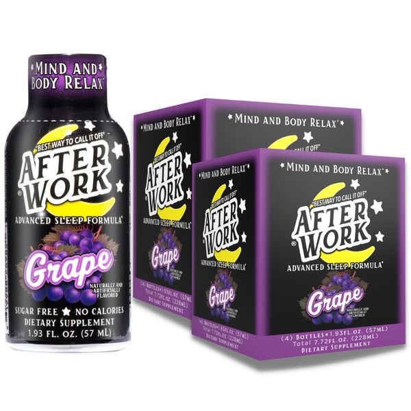 Afterwork 8 Counts Sleep Aid Shot 1.93 oz Grape-Melatonin-5HTP Mind & Body Relax