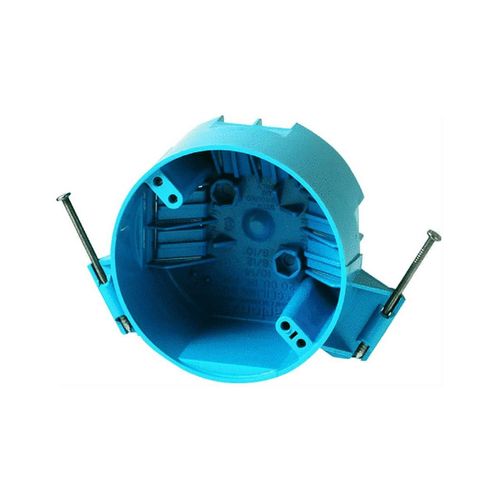 Set of 4 4" Ceiling Box Carlon, New Work, With Nails, Color Blue -No. B520AR-UPC, 4", PVC, Round