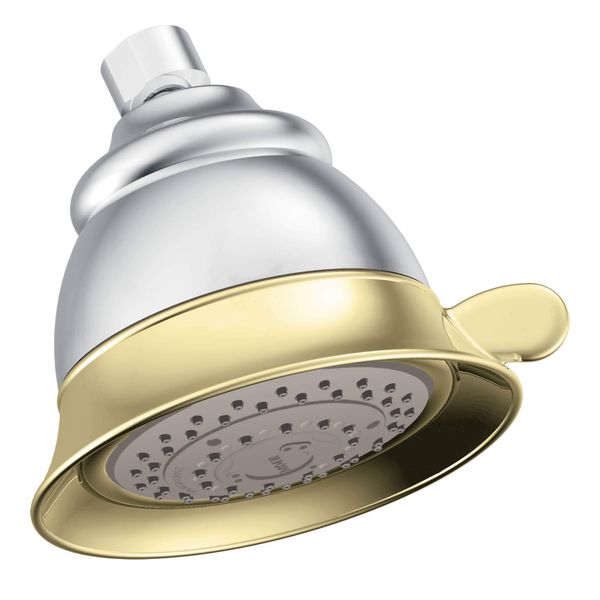 Moen 3838CP Four-Function Shower Head, Chrome and Polished Brass