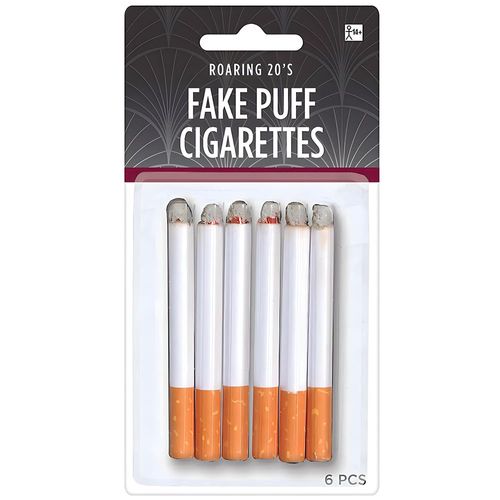 Fake Puff Cigarettes Costume Accessory - 3.25", 6 Count - Durable & Realistic - Ideal For Themed Parties & Theatrical Performances