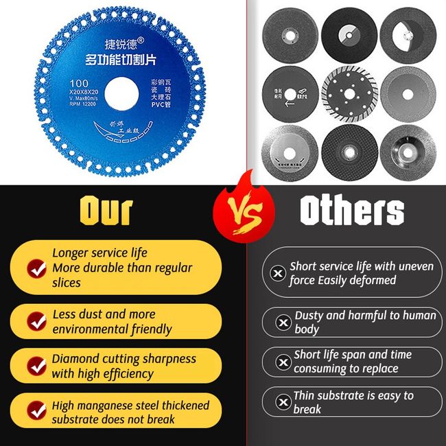 5Pcs Glass Cutting Disc for Angle Grinder, Diamond Cutting Blades