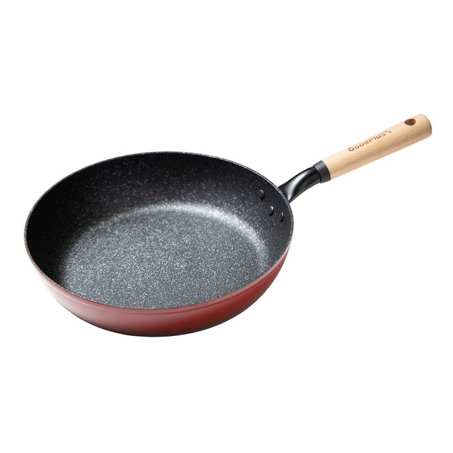 Good Plus Lafolge Frying Pan, 10.2 inches (26 cm), Enameled Red, Durable Forged Frying Pan, Exterior Enameled Finish, Non-Stick Fluorine Coating, Compatible with IH All Heat Sources