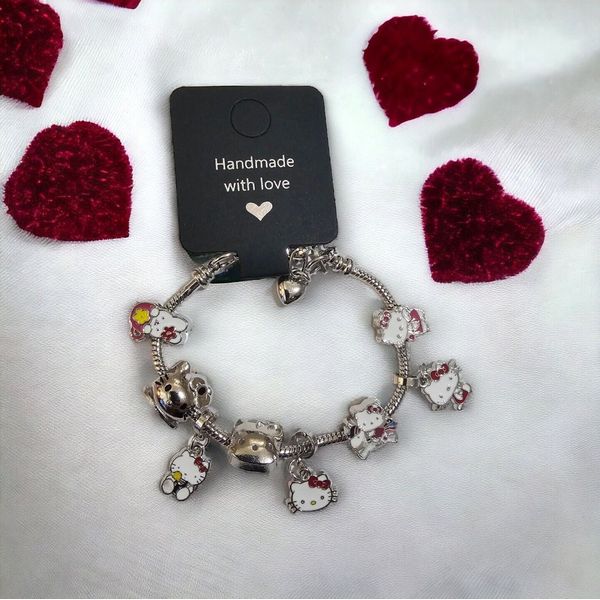 Cute Hello Kitty Charm Bracelet DIY Gift For Valentine's Day, Birthday, and more