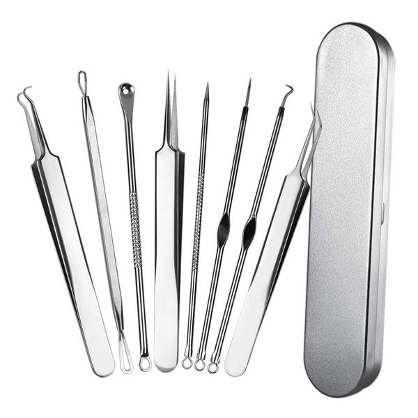 Blackhead Remover Tool Kit, ATOMUS 8pcs Professional Pimple Extractor Tool Comedone Acne Treatment Nose Face Skin Blemish Whitehead Popper Remover Tool Set with Metal Case