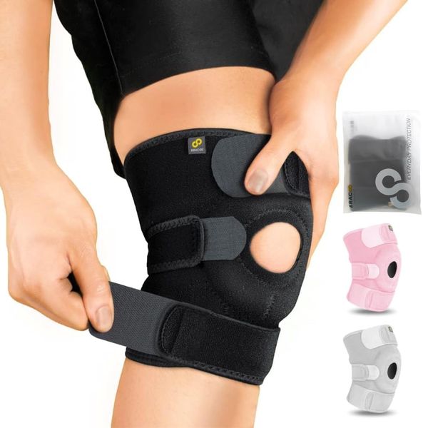 BRACOO Adjustable Compression Knee Patellar Tendon Support Brace for Men Women - Arthritis Pain, Injury Recovery, Running, Workout, KS10 (Black)