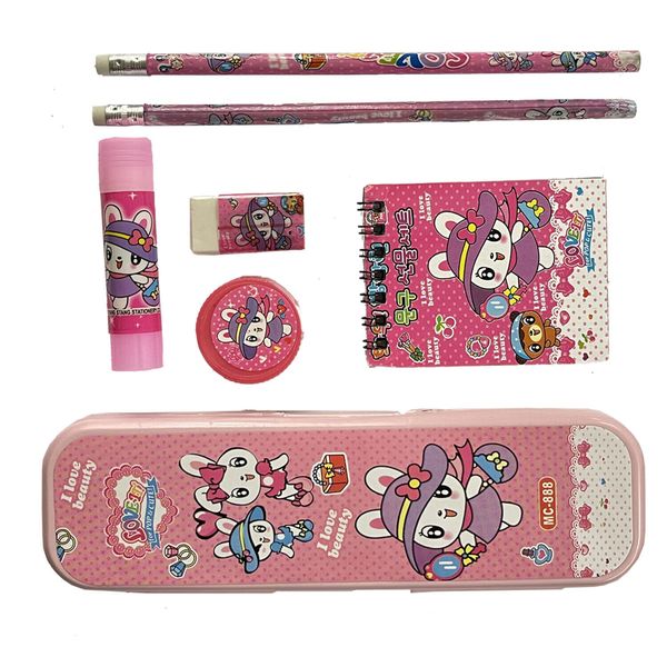 STATIONAEY SET childrens school drawing pencils book eraser sharpener in CASE