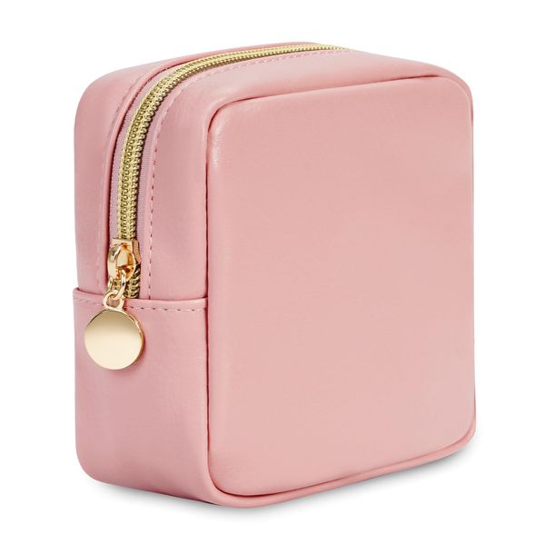 Wandering Nature Kleine Kosmetiktasche Schminktasche Klein für Handtasche Mini Make Up Tasche Damen PU Leder Tragbare Makeup Bag mit Reißverschluss, Rosa (Patent Angemeldet)