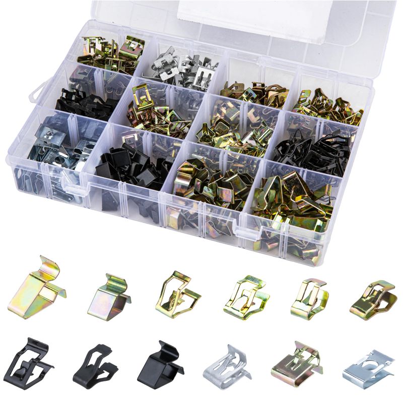 240 PCS 12 Sizes Auto Car U-Clips, Metal Trim Clips, Trim Moulding Clip ...