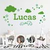 Elephants, Clouds & Stars - Personalised Name Nursery Wall Sticker [Light Grey]
