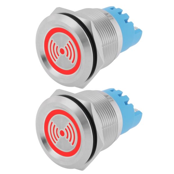 ECSiNG 2Pcs 12V 22mm Waterproof Flash Buzzer LED Flash Alarm Intermittent Indicator Light for Electrical Control Panel