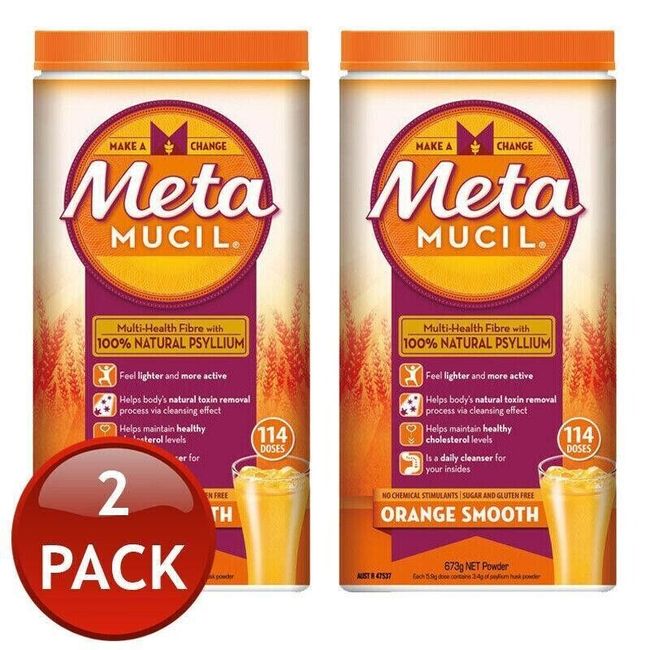 NEW Metamucil Fibre Supplement Smooth Orange Psyllium 2 x 673g (Total 228 Doses)