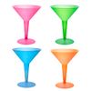 Party Essentials Hard Plastic Two Piece 8-Ounce Martini Glasses, Assorted Neon, 12 Count