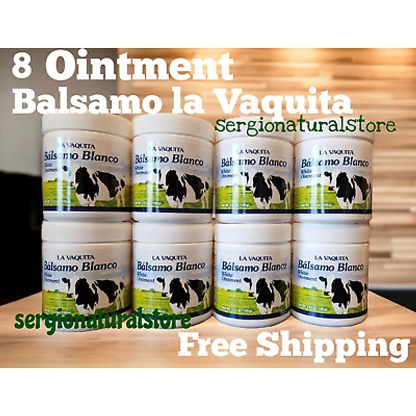 8 Packs  BALSAMO BLANCO LA VAQUITA Pomada 3.52 oz. BALSAMO WHITE 100 grs each
