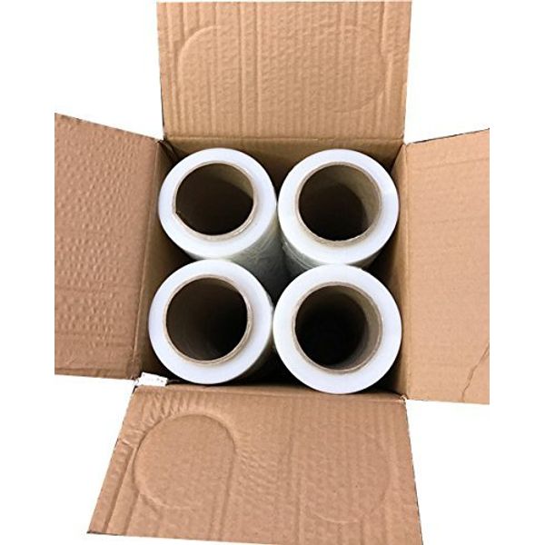 4 Rolls Pallet Wrap Stretch Film, Industrial Strength Hand Stretch Wrap, 18" by 1,500 FT, 80 Gauge Shrink Film