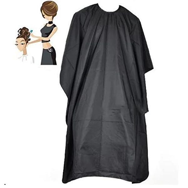 RICISUNG Hair Apron, Haircut Cape, For Adults, Haircut Cloak, Hair Dye, Beauty Apron, Waterproof Apron, Haircut, Barber Cape, Haircut, Adjustable, Professional Haircut Cape, Hair Dressing, Cape for Hair Salon, Hairdresser, Work Apron, Foldable, Black, Bla