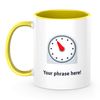 Personalised Emoji 11oz Mug Featuring Timer Clock Yellow